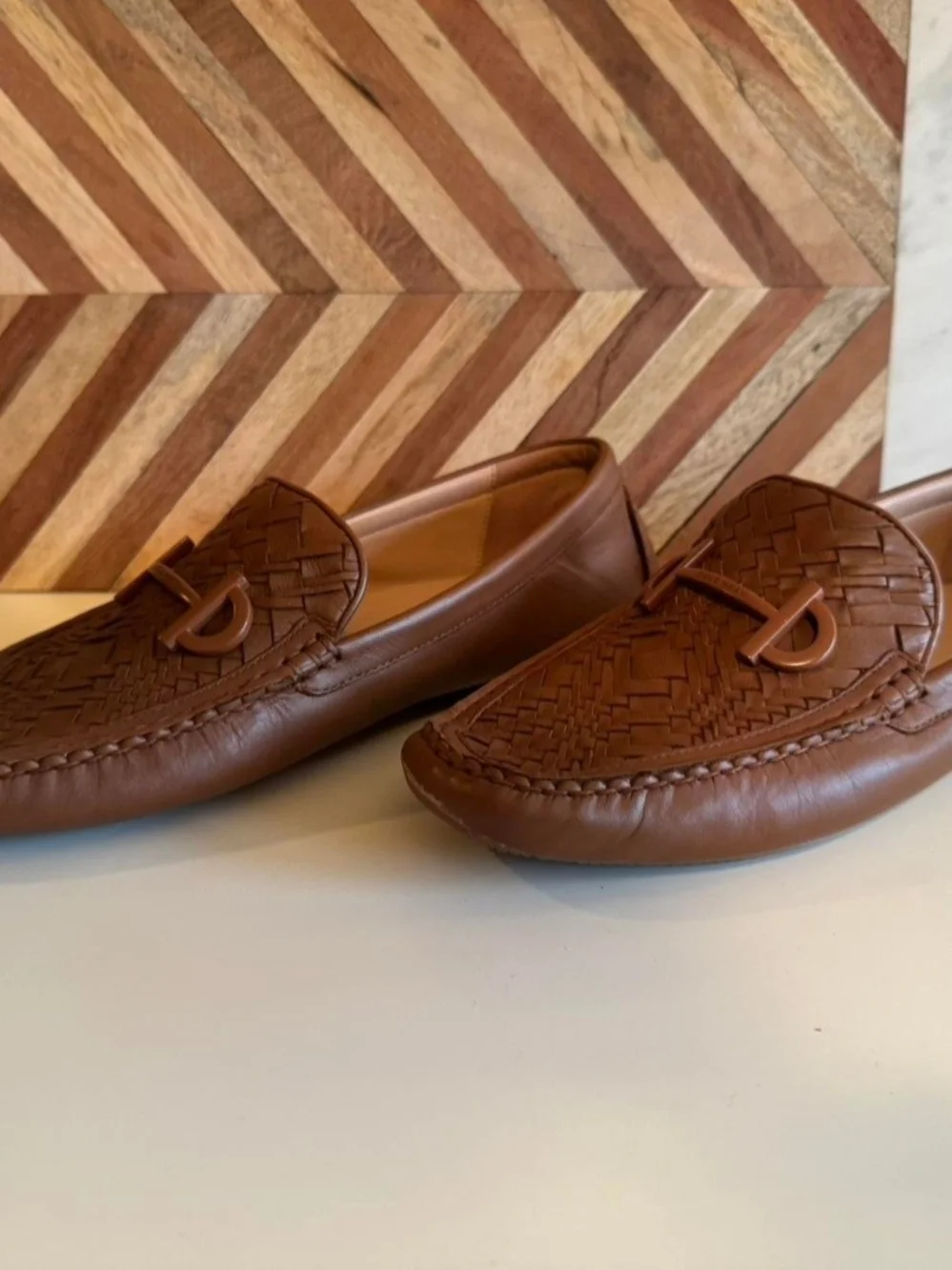 Cole Haan Brown Woven Leather Loafers